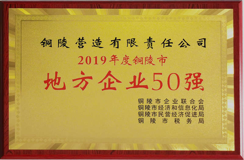 我公司榮獲銅陵市”地方50強(qiáng)“等多項(xiàng)榮譽(yù)稱號(hào)